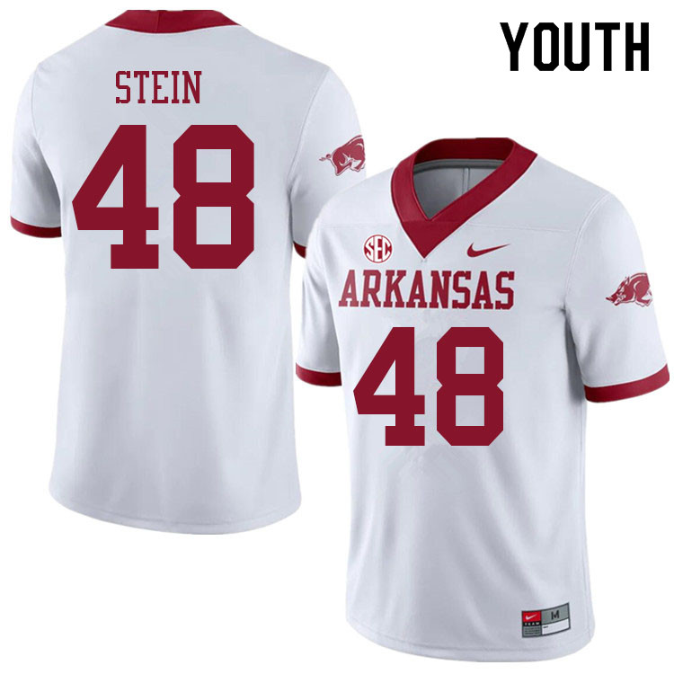 Youth #48 Eli Stein Arkansas Razorbacks College Football Jerseys Sale-Alternate White - Click Image to Close